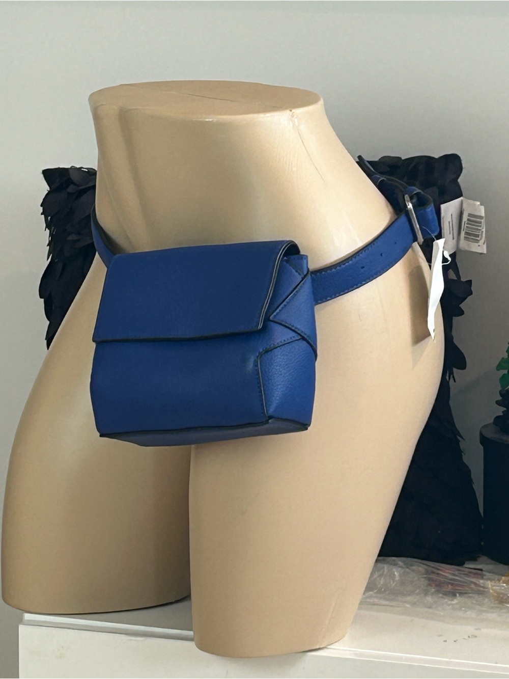 Blue Leather Belt Bag - Women's Hands-Free Crossbody